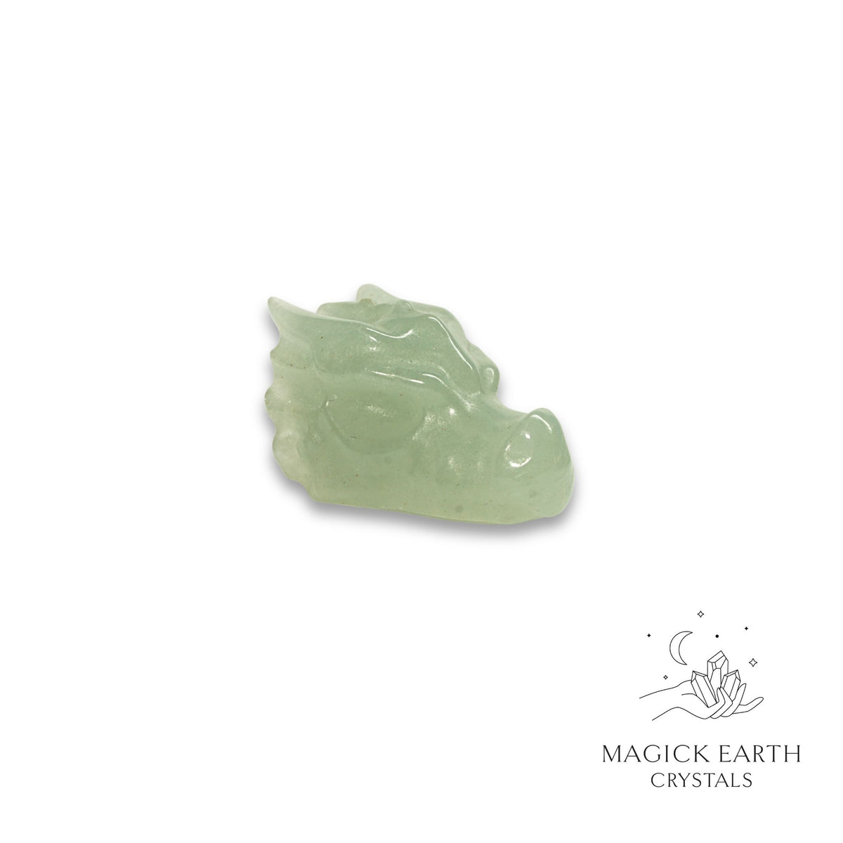 Natural Aventurine crystal mini dragon skull view a