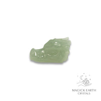 Natural Aventurine crystal mini dragon skull view b