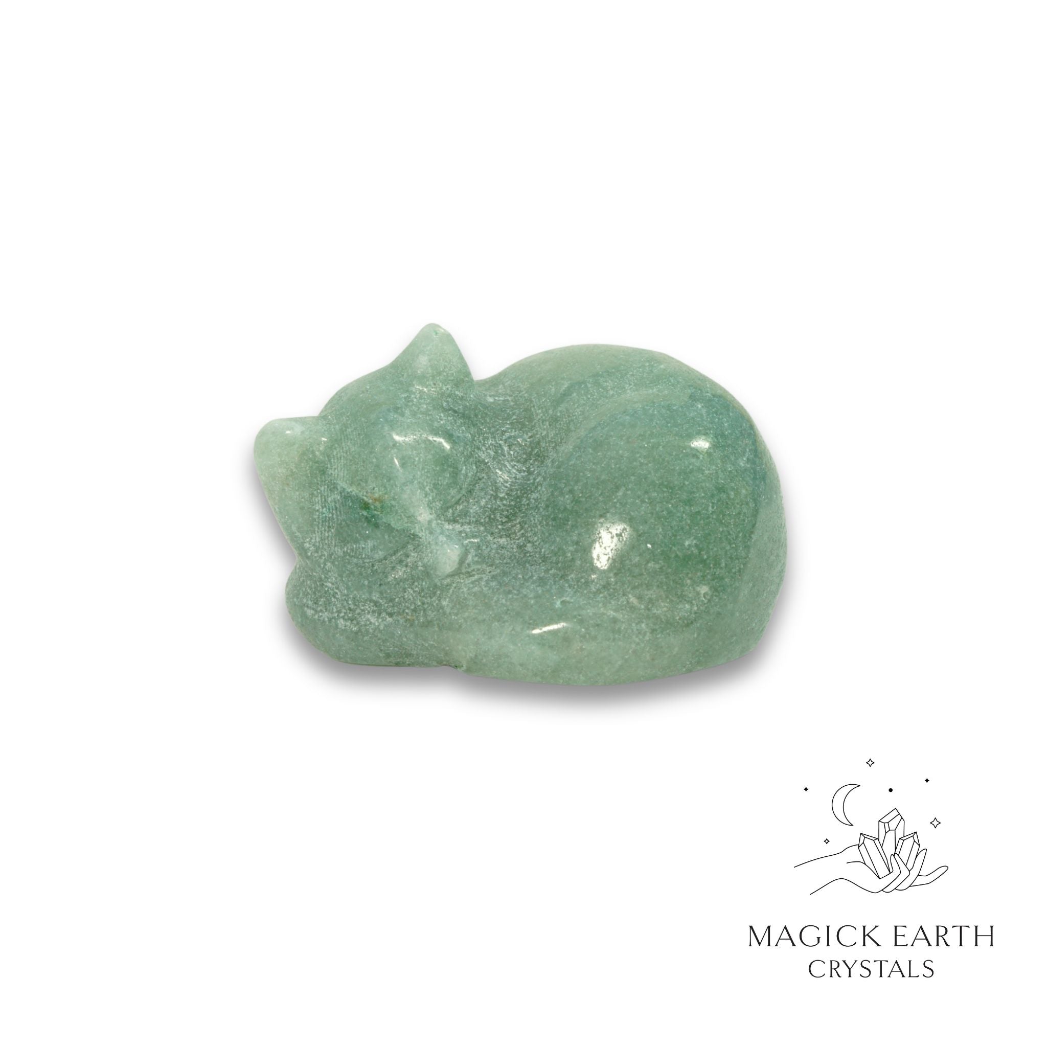 Natural Aventurine sleeping cat figurine view a