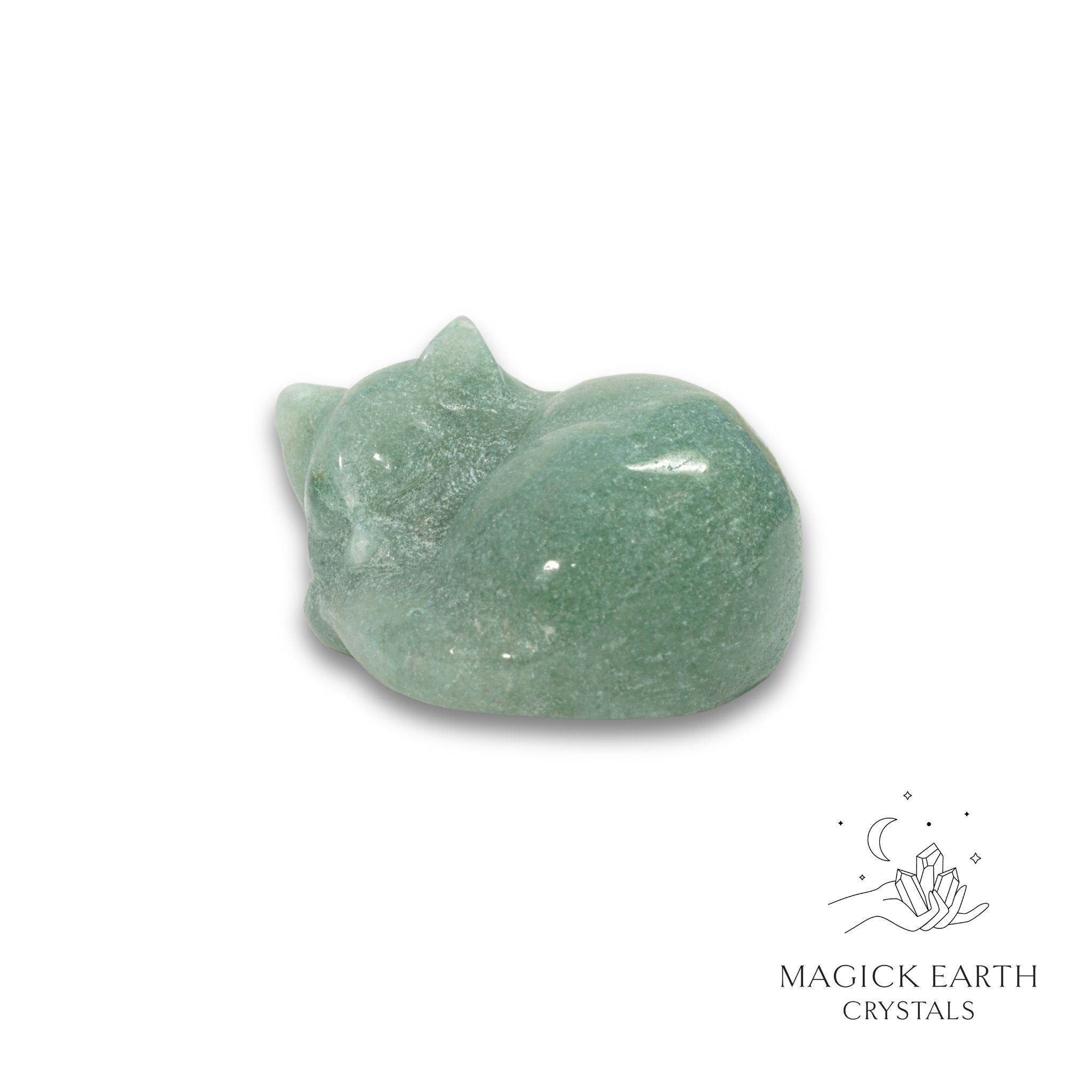Natural Aventurine sleeping cat figurine view c