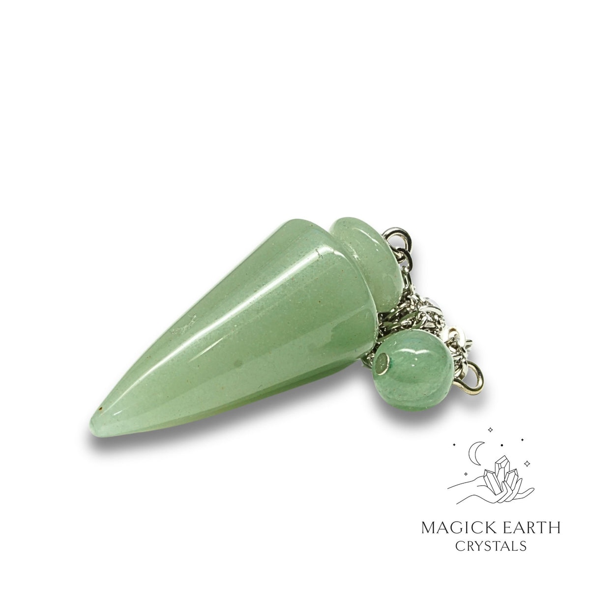 Natural Aventurine spike crystal pendulum view a