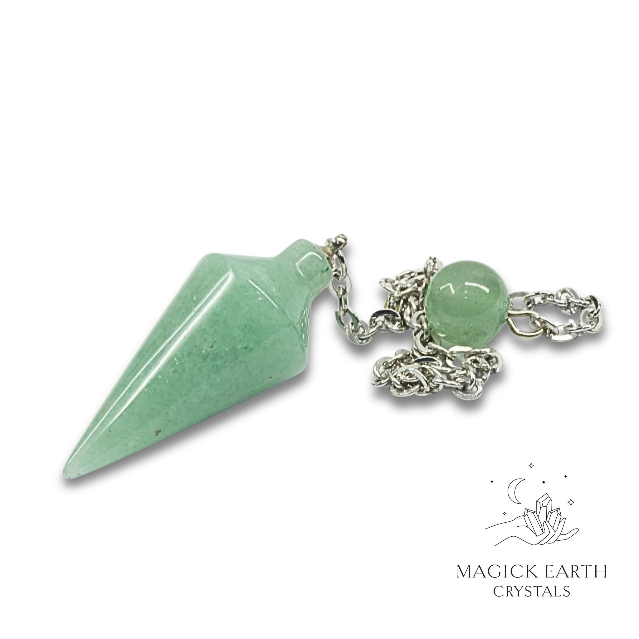 Natural Aventurine spire crystal pendulum view a