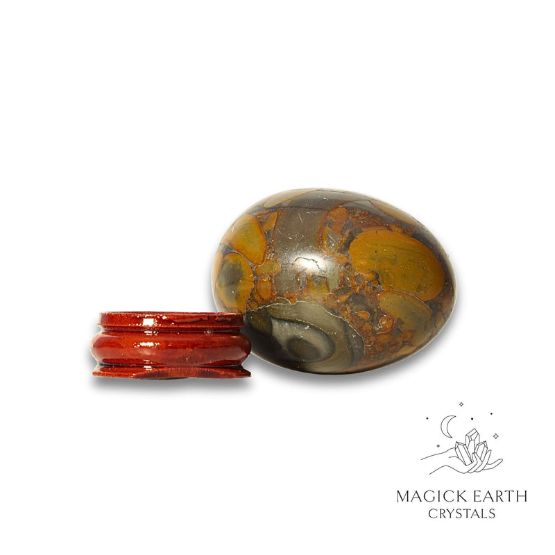Bamboo Jasper Crystal Egg With Stand Horizontal View  for Steady Transformation