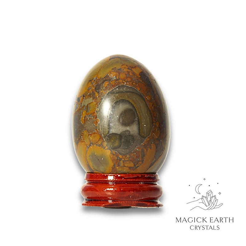 Bamboo Jasper Crystal Egg On Stand View A for Steady Transformation