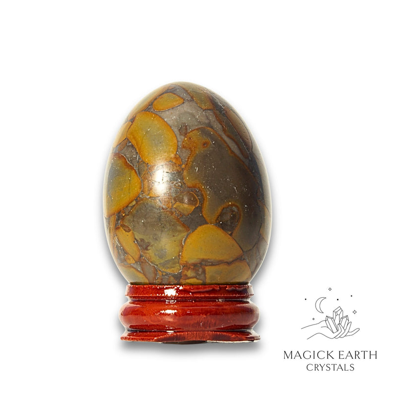 Bamboo Jasper Crystal Egg On Stand View B for Steady Transformation