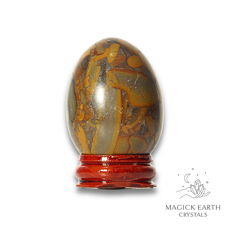 Bamboo Jasper Crystal Egg On Stand View C for Steady Transformation