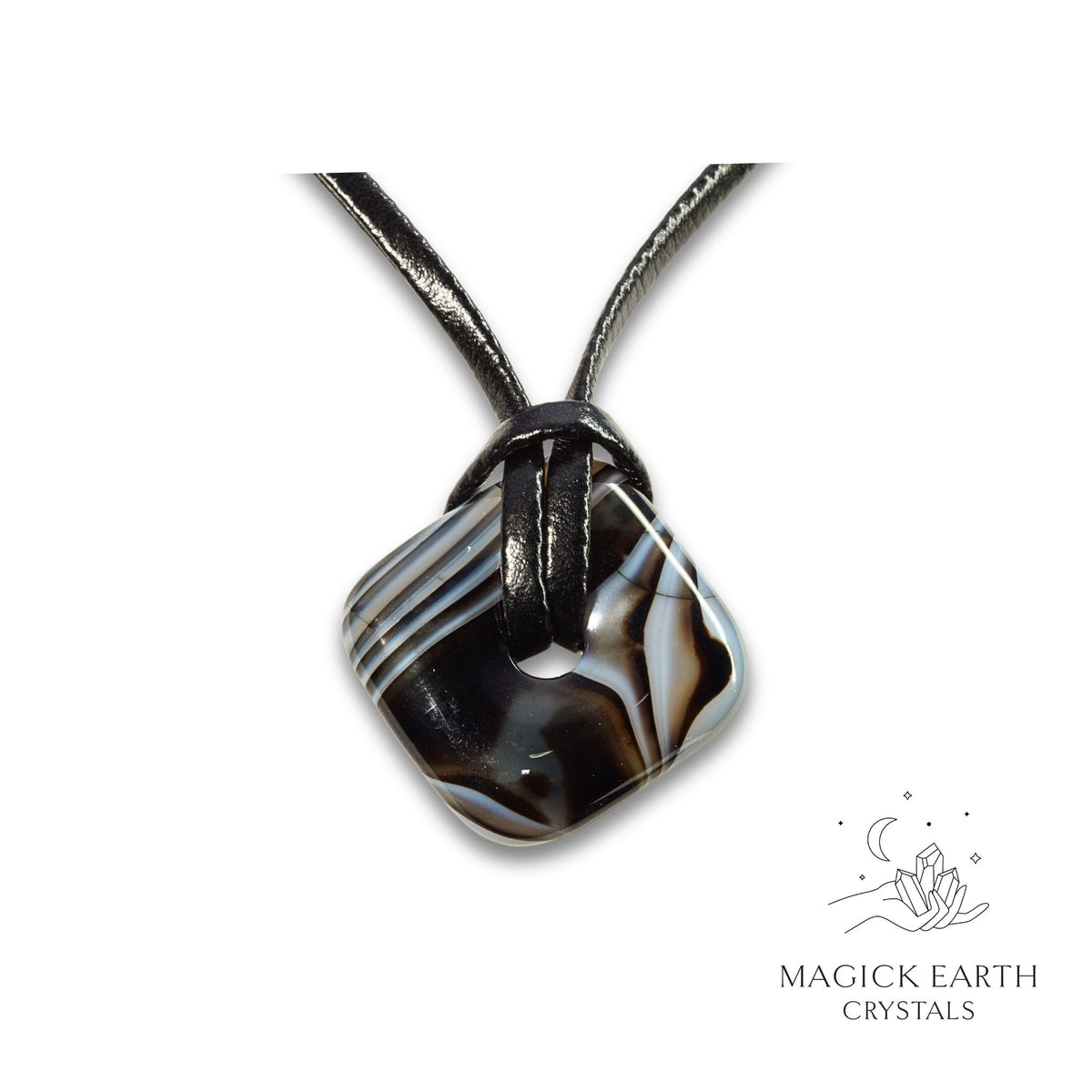 Banded Agate dyed diamond-shaped donut pendant