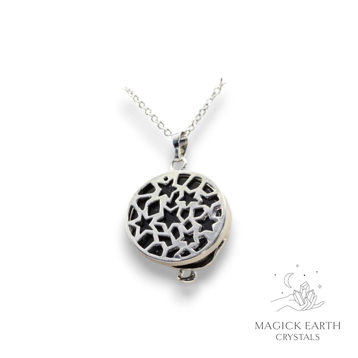 Natural Black Agate crystal cat pendant view b