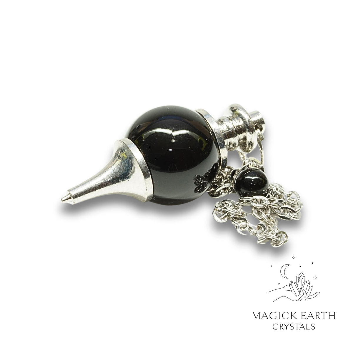 Natural Black Agate sphere crystal pendulum  