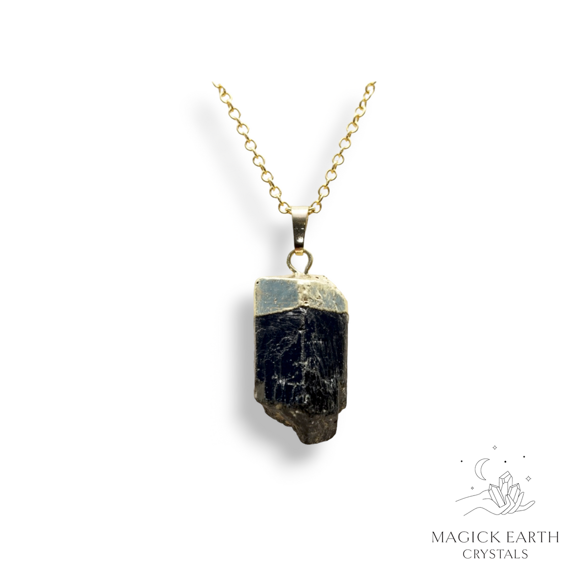  Natural Black Tourmaline crystal raw nugget pendant
