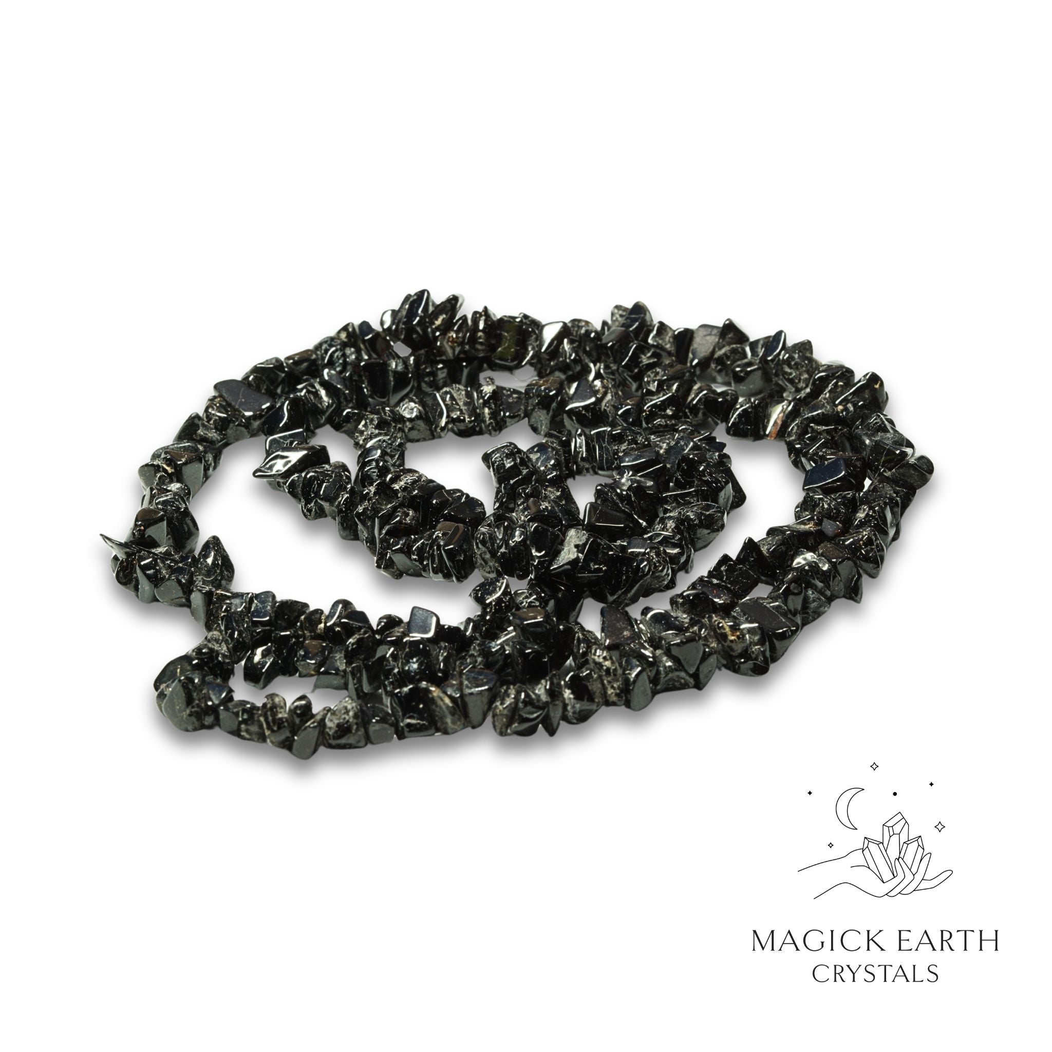 Natural Black Tourmaline drilled crystal chips view a