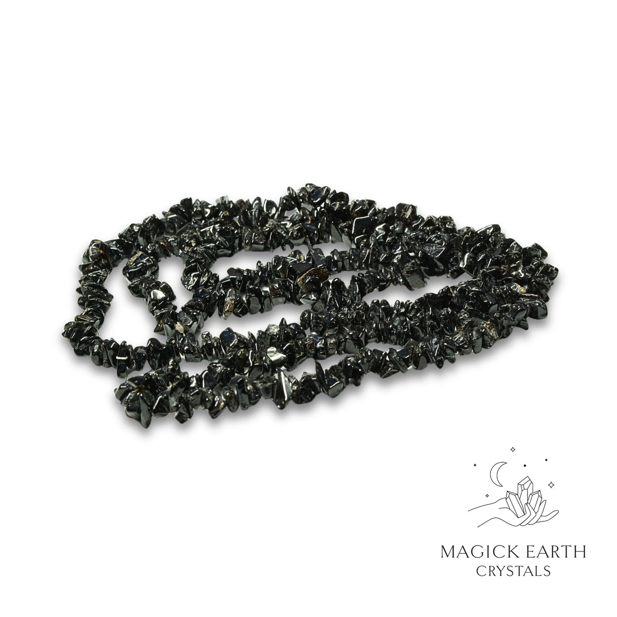 Natural Black Tourmaline drilled crystal chips view c