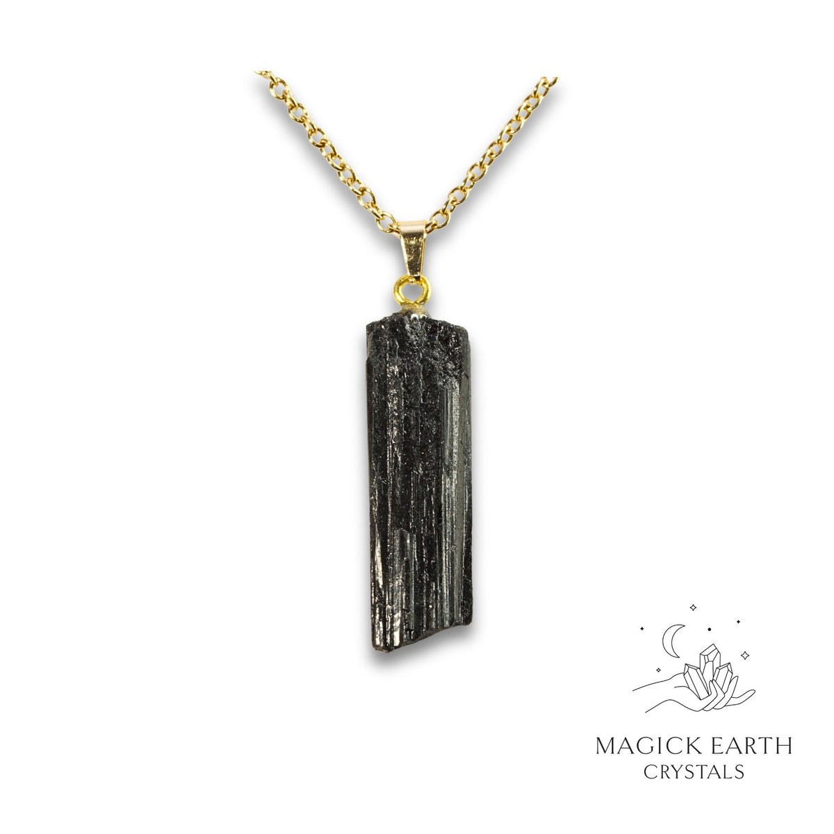 Natural Black Tourmaline raw nugget pendant view a