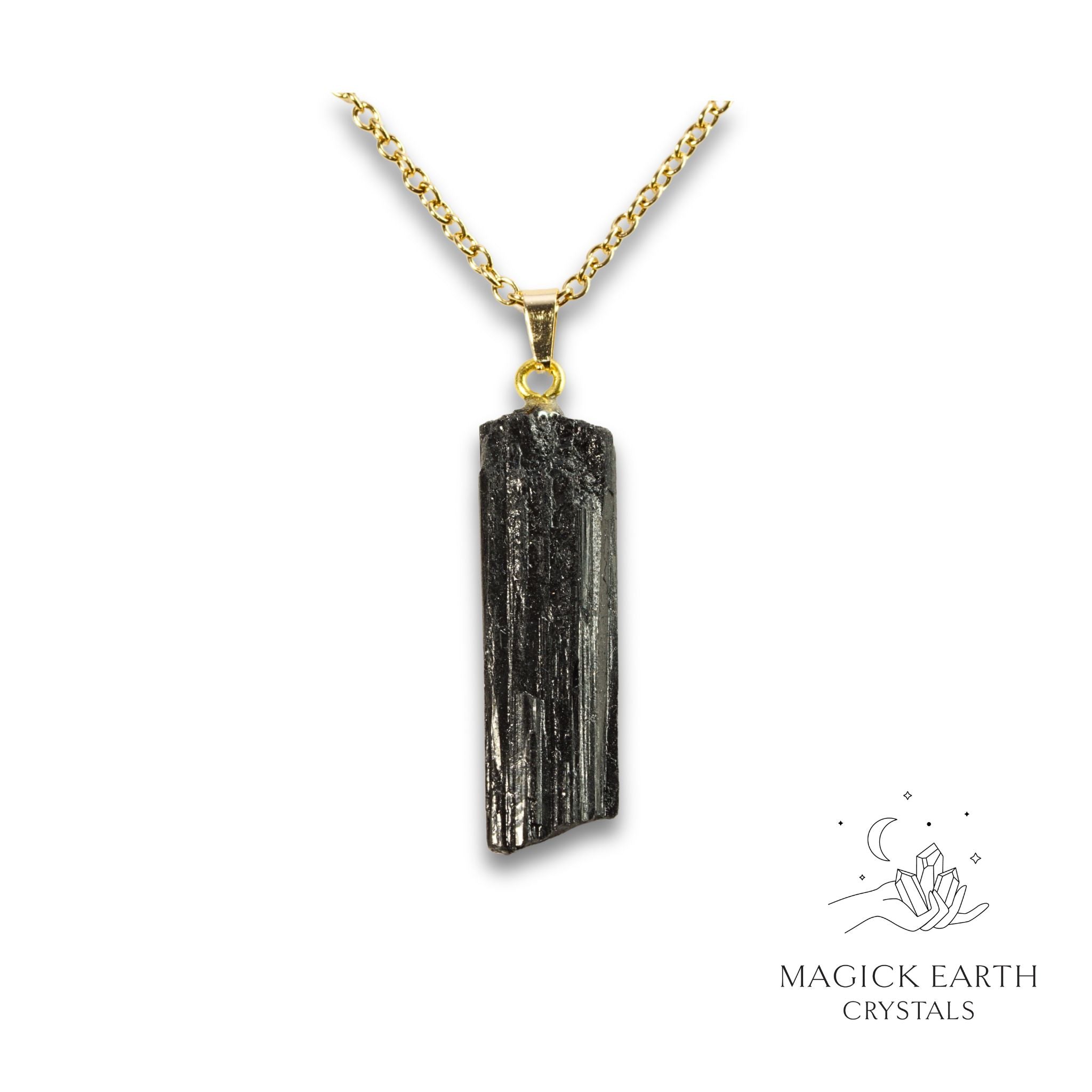 Natural Black Tourmaline raw nugget pendant view a