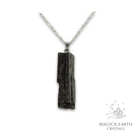 Natural Black Tourmaline raw nugget pendant view b