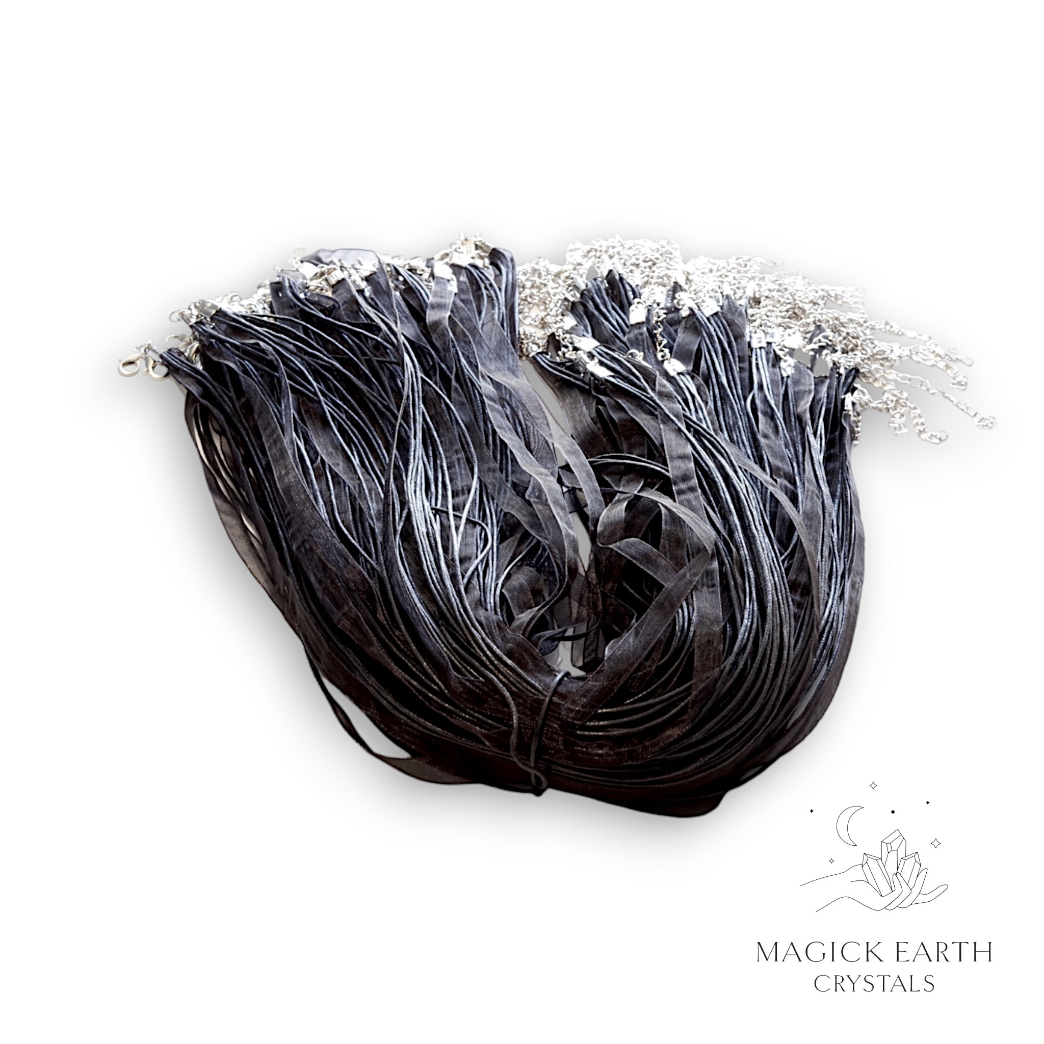 Black waxed cotton and organza ribbon necklace cords