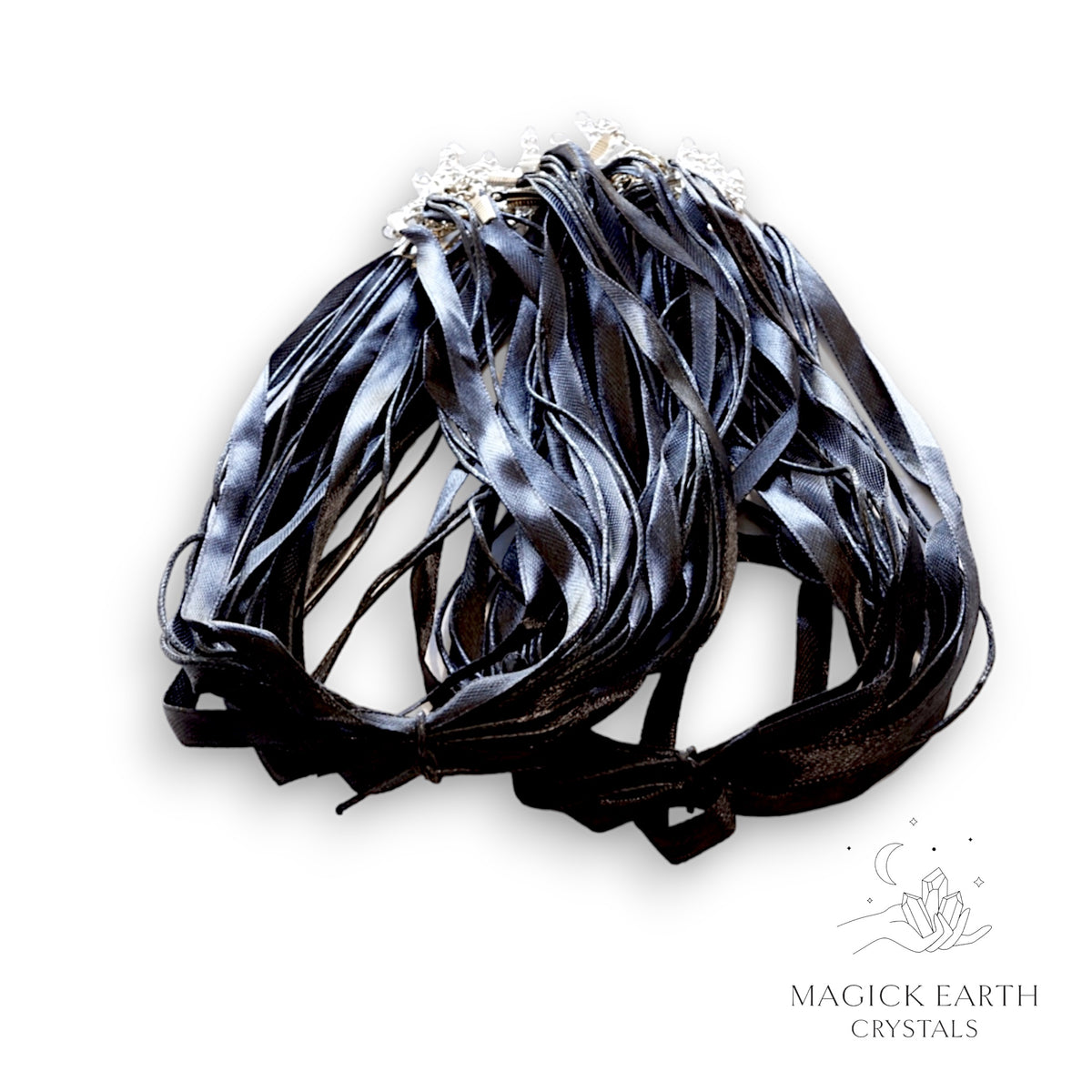  Black waxed cotton and satin ribbon necklace cords