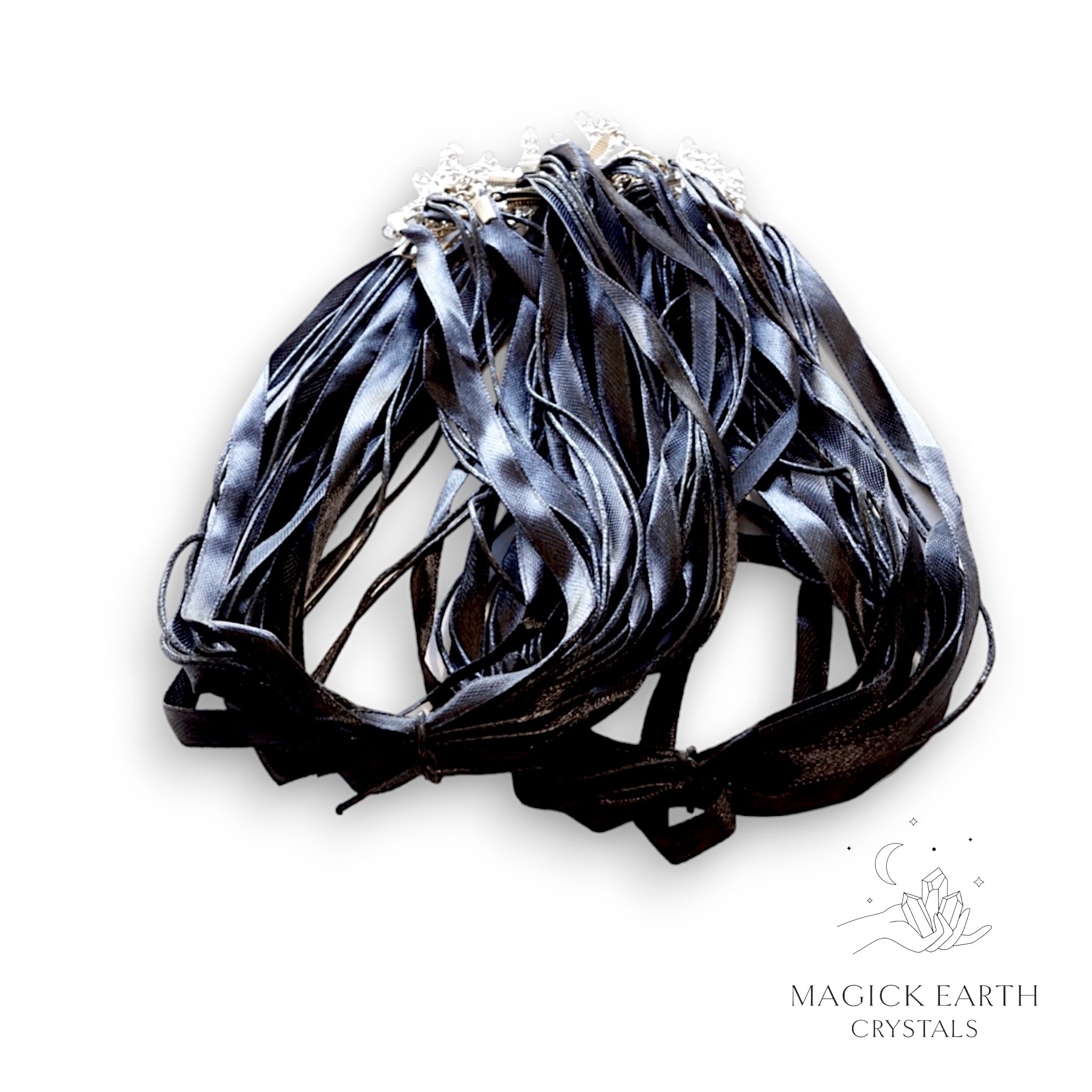  Black waxed cotton and satin ribbon necklace cords