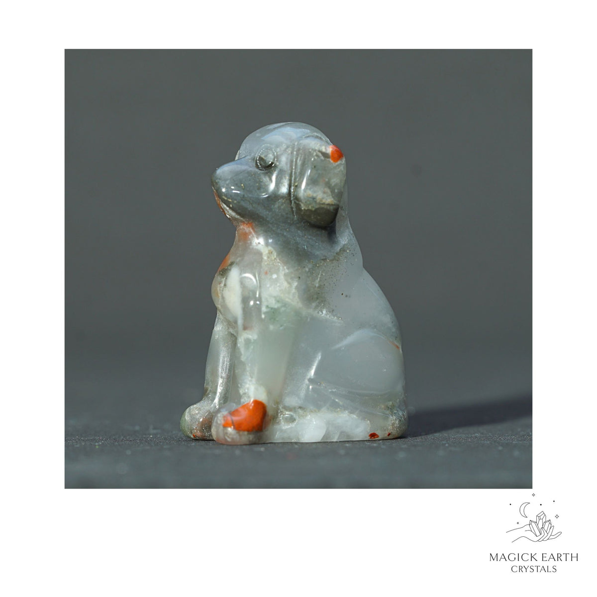 Natural Bloodstone crystal dog figurine 40mm view b