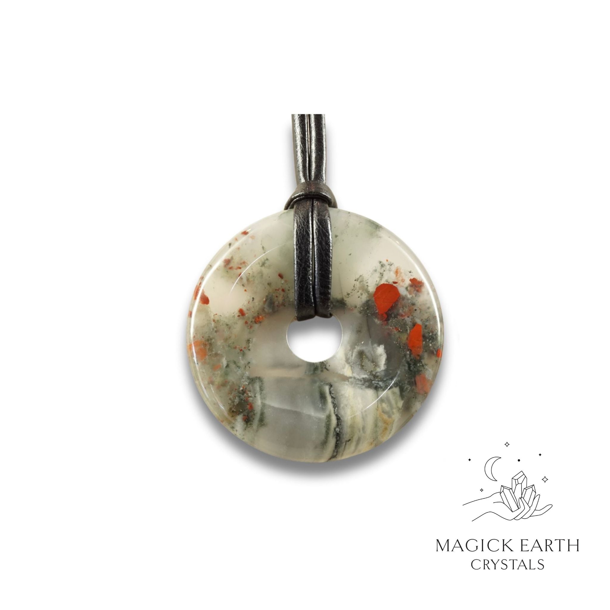 Natural Bloodstone crystal donut view a