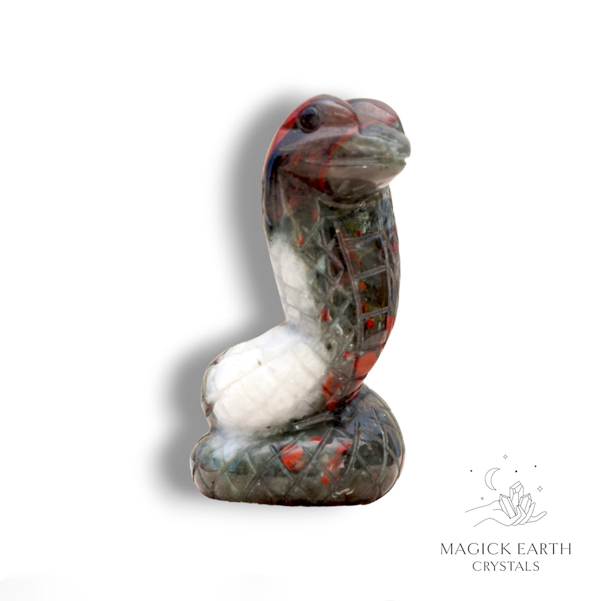 Natural Bloodstone crystal snake figurine view a