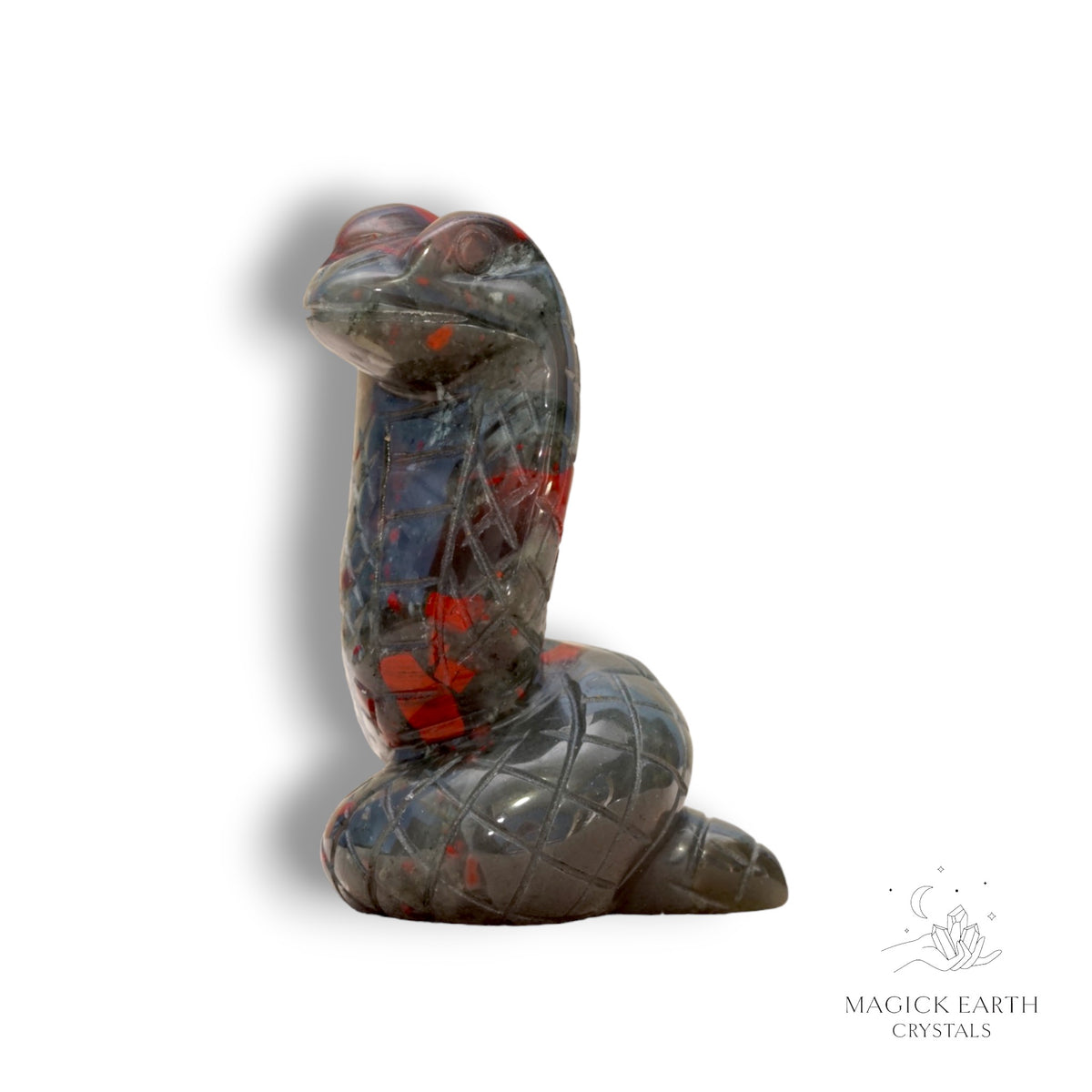 Natural Bloodstone crystal snake figurine left view