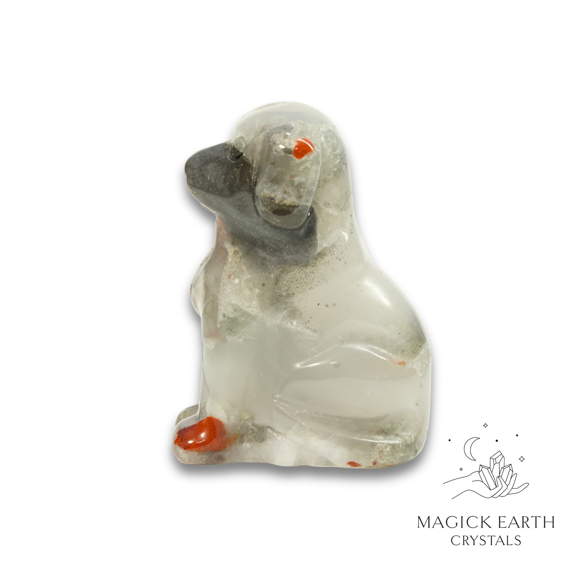 Natural Bloodstone crystal dog figurine view b