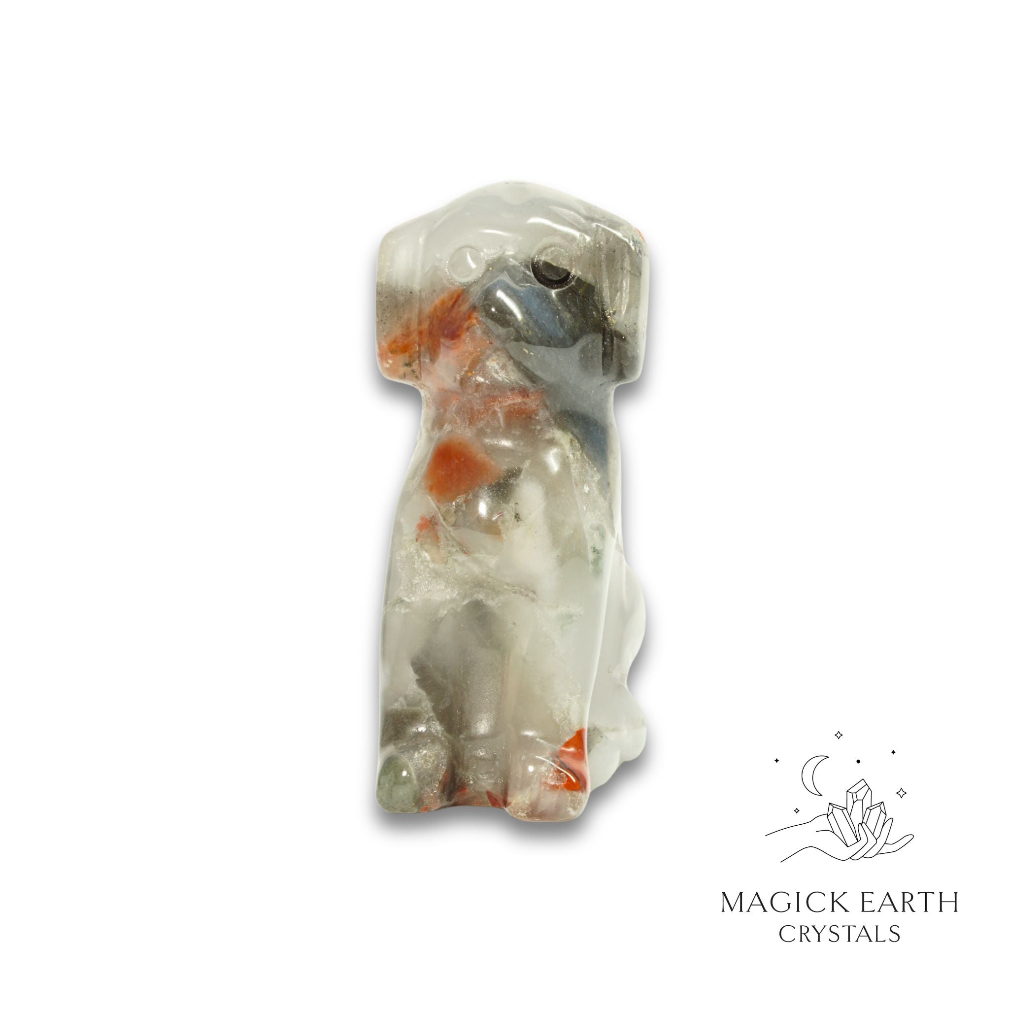 Natural Bloodstone crystal dog figurine view c