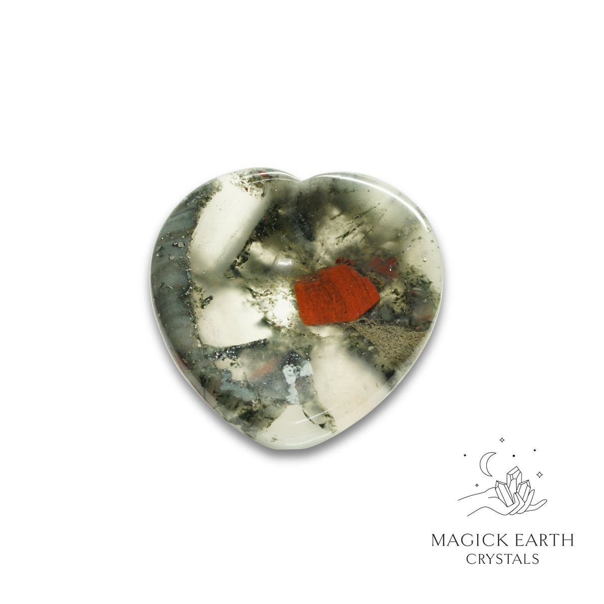 Natural Bloodstone heart thumb stone view b