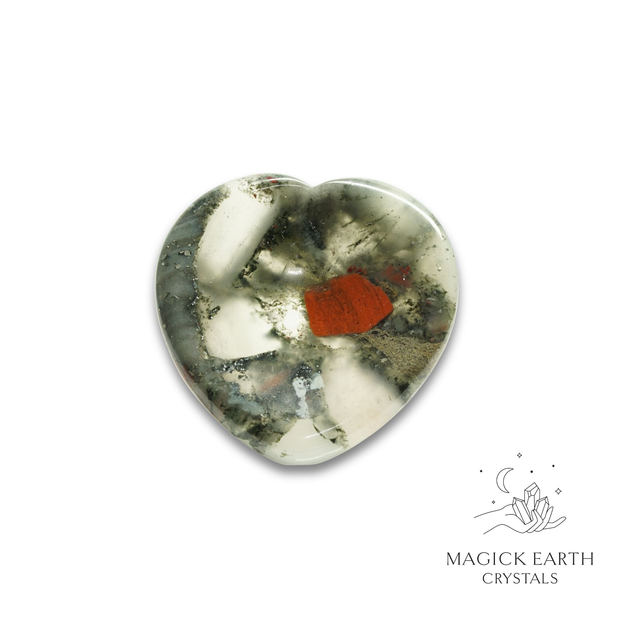 Natural Bloodstone heart thumb stone view b