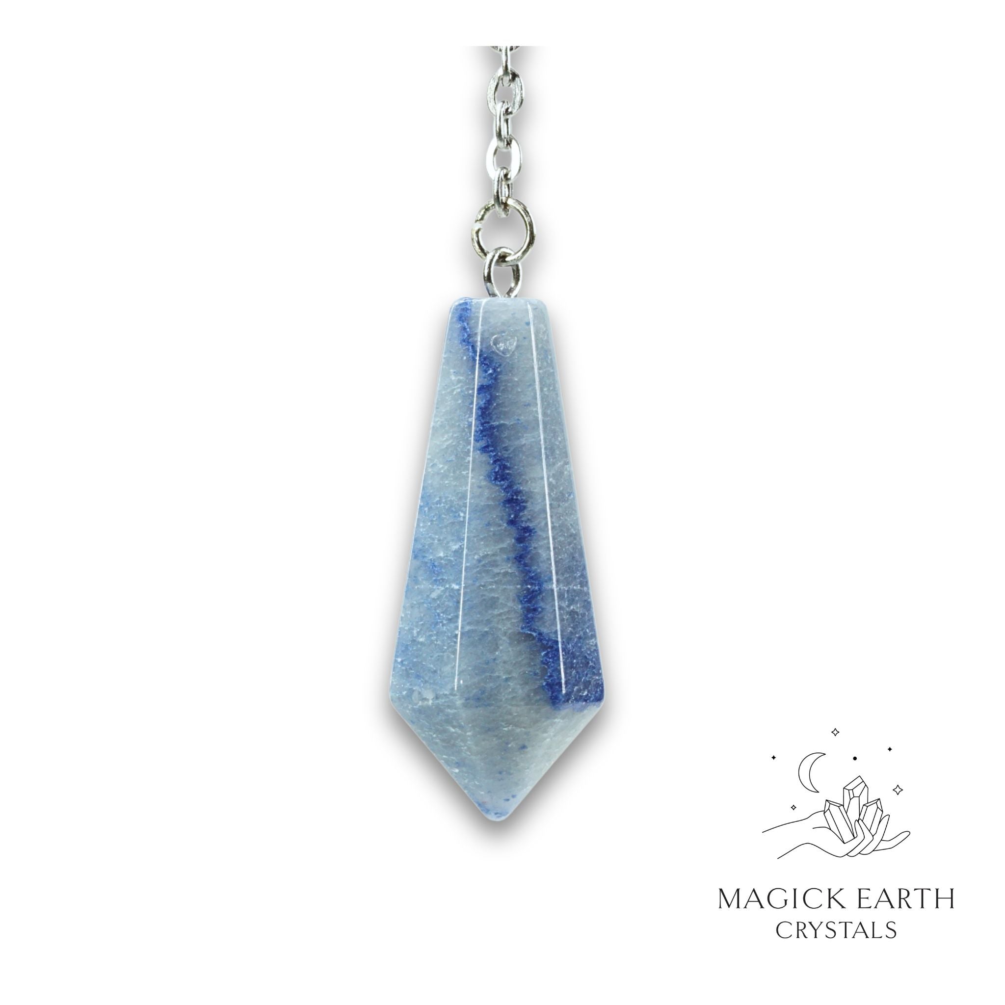 Natural Blue Aventurine crystal bullet pendulum view b