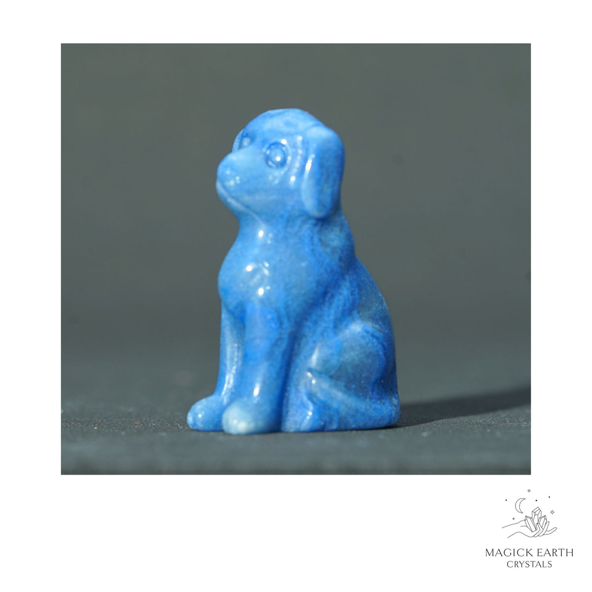 Natural Blue Aventurine crystal dog figurine 40mm view b