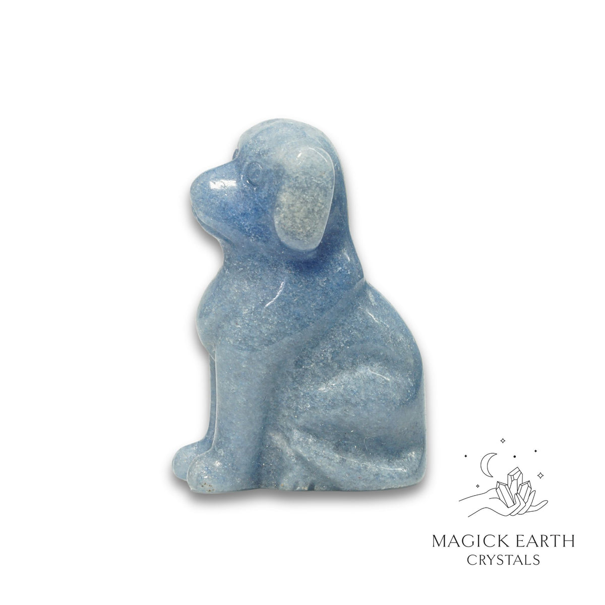 Natural Blue Aventurine crystal dog figurine view b