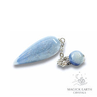 Natural Blue Aventurine teardrop crystal pendulum view a