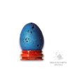 Blue Electroplated Druzy Egg Vertical View C With Stand for Amplified Insight