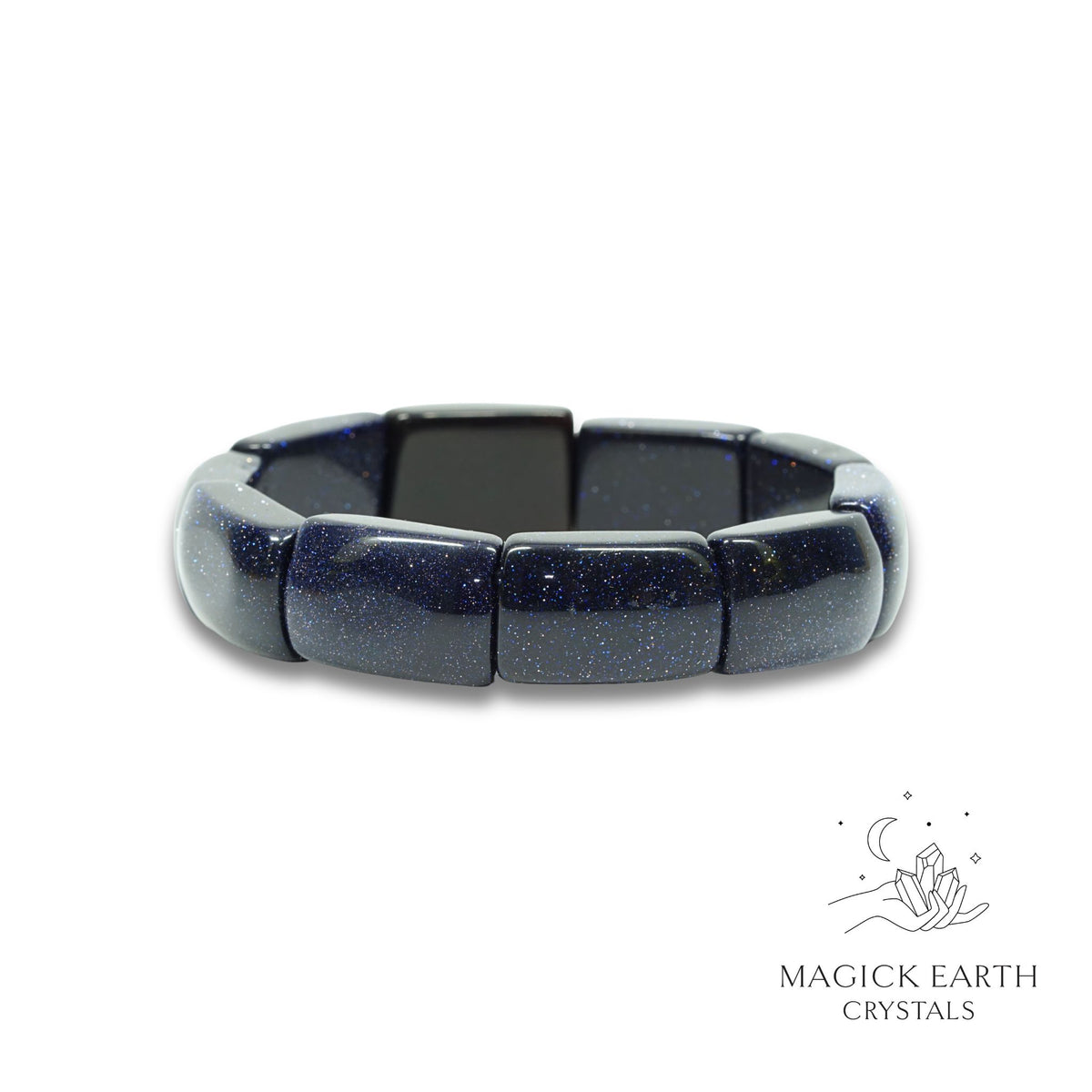 Blue Goldstone crystal statement bracelet view b