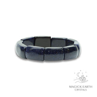 Blue Goldstone crystal statement bracelet view b