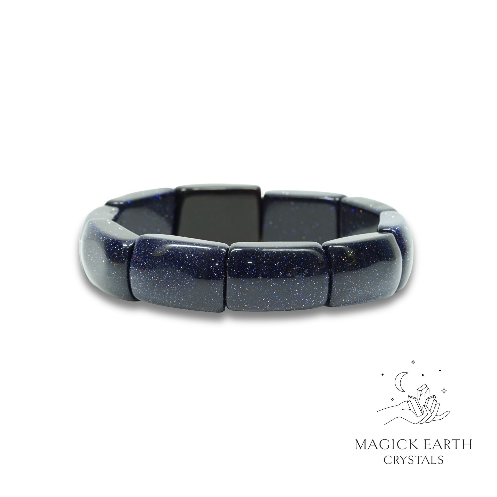 Blue Goldstone crystal statement bracelet view b