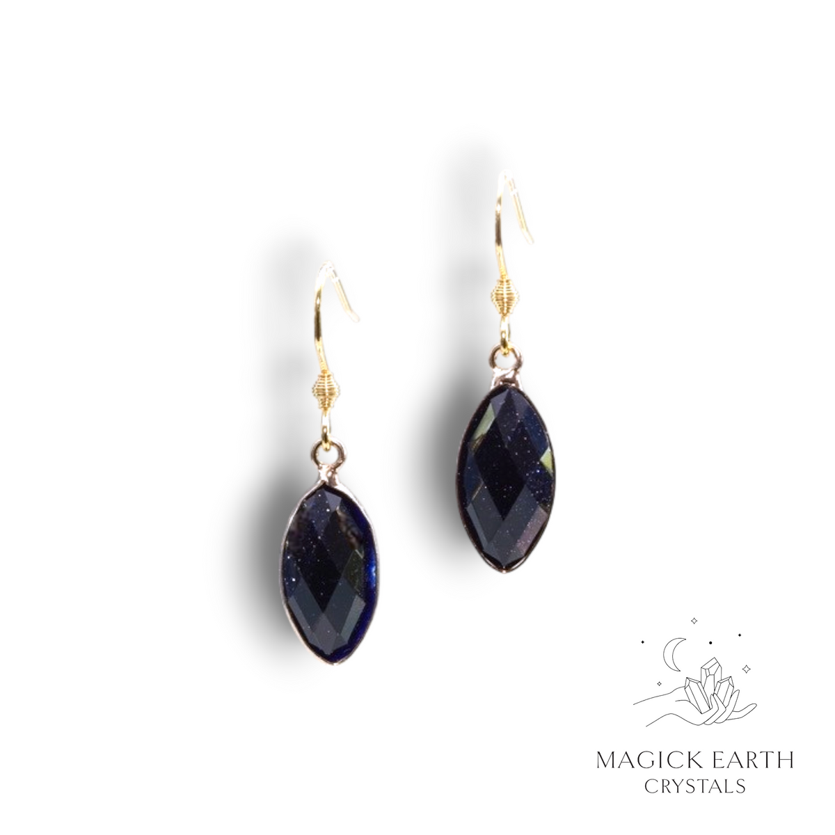 Blue Goldstone  Marquise Earrings For Radiant Determination