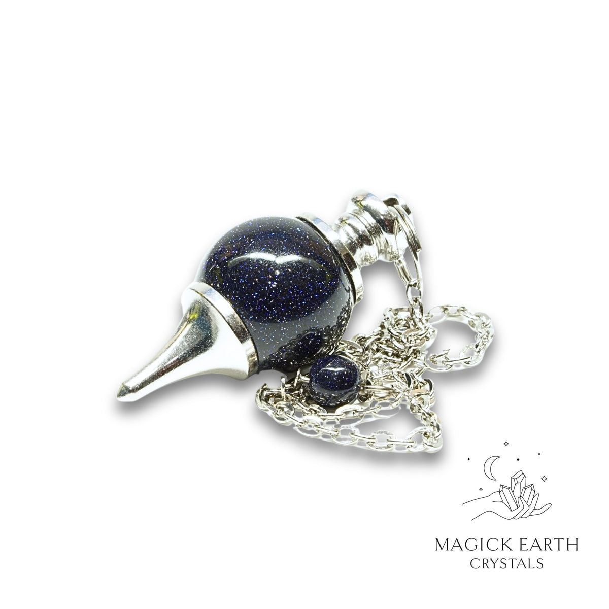 Natural Blue Goldstone sphere crystal pendulum  