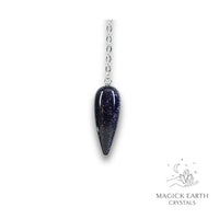 Natural Blue Goldstone teardrop crystal pendulum view b