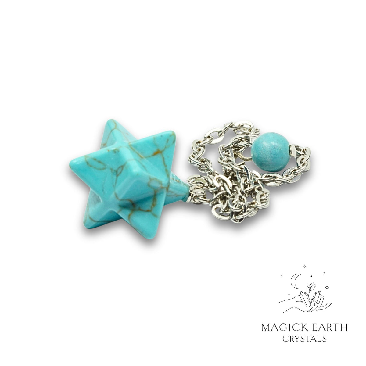 Blue Howlite merkaba crystal pendulum  view b
