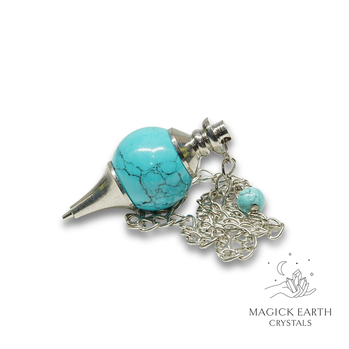 Blue Howlite  (dyed, lab created) sphere crystal pendulum