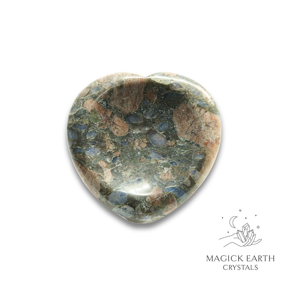 Natural Blue Opal heart thumb stone view a