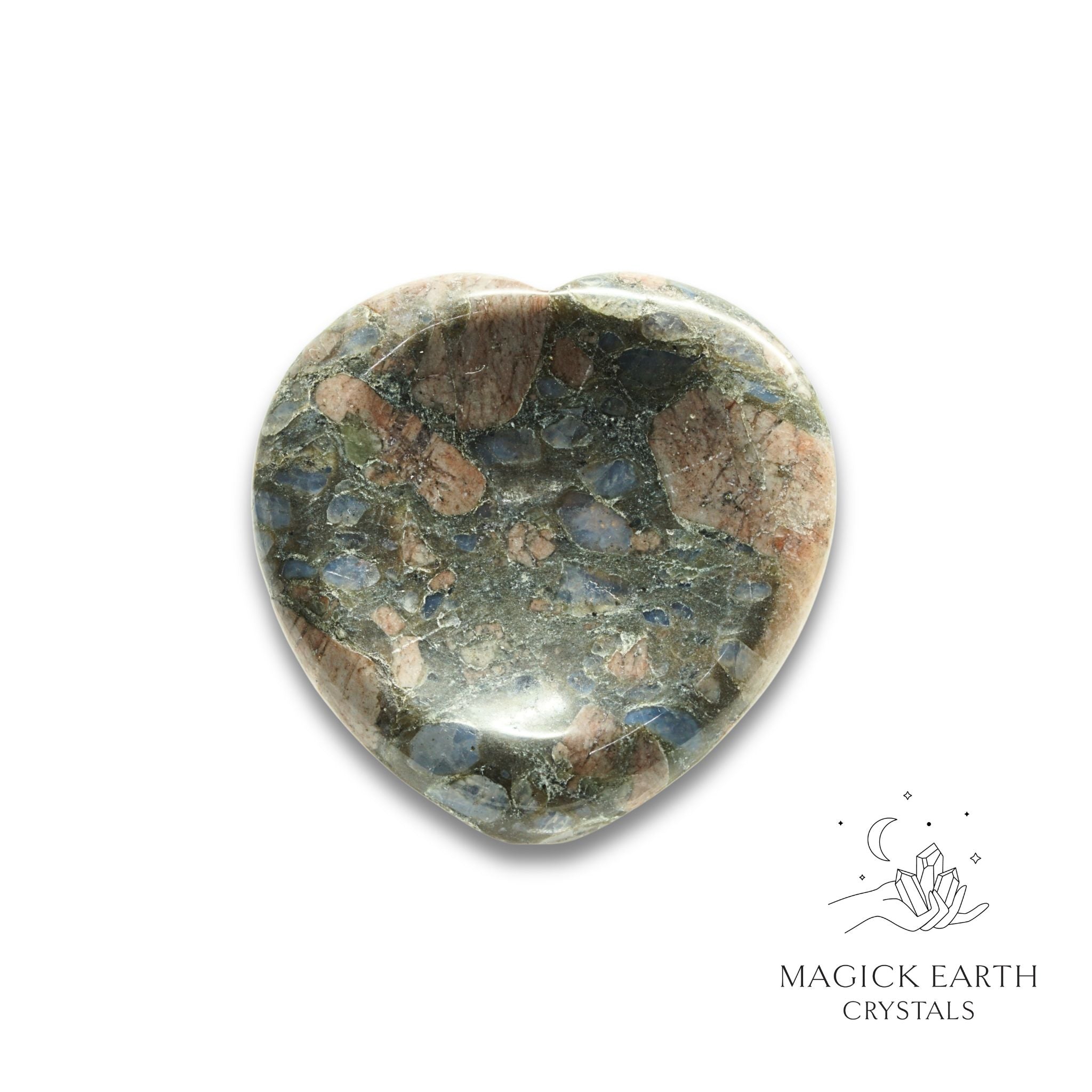 Natural Blue Opal heart thumb stone view a