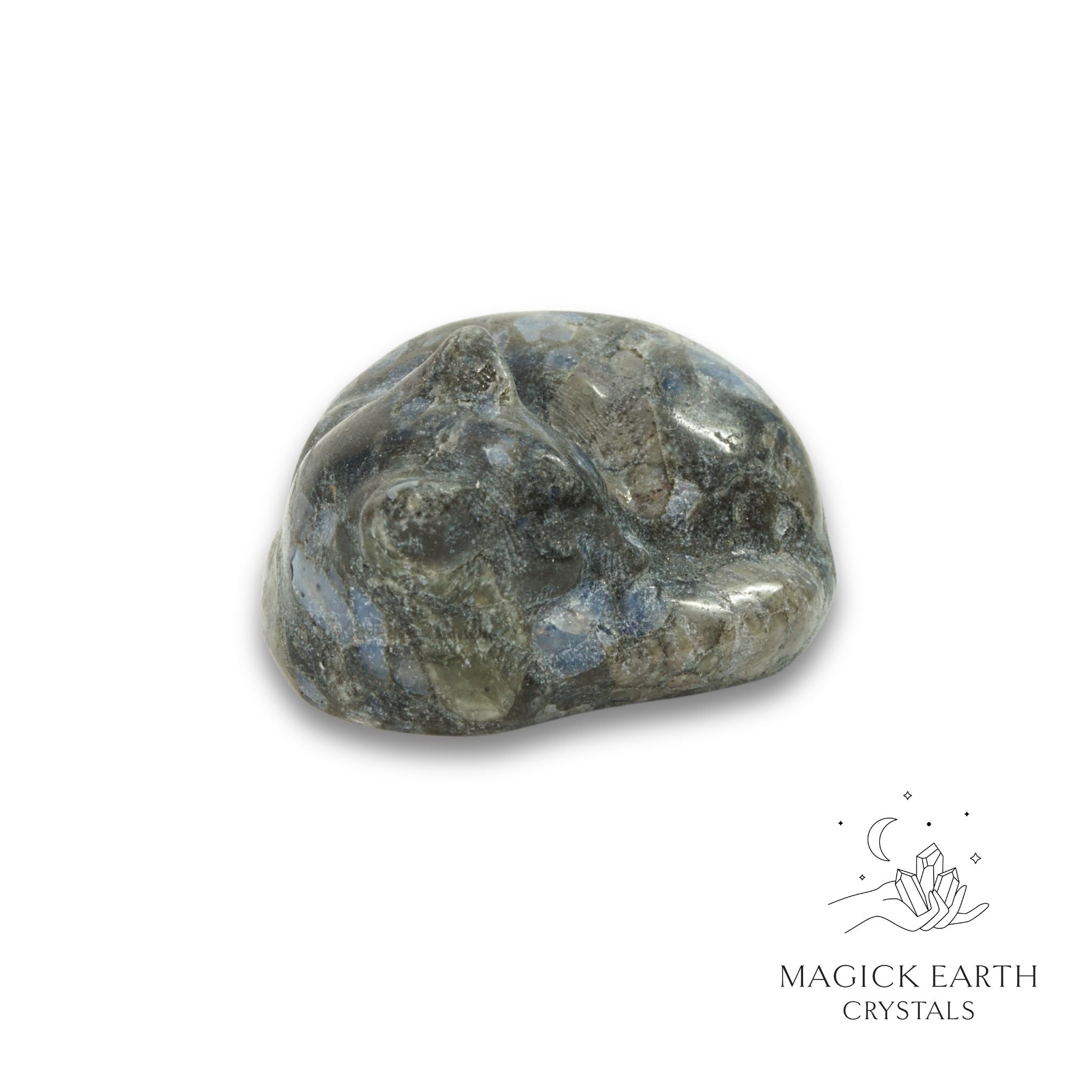 Natural Blue Opal sleeping cat figurine view b