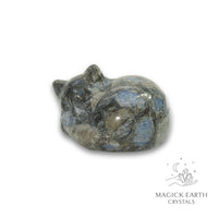 Natural Blue Opal sleeping cat figurine view c