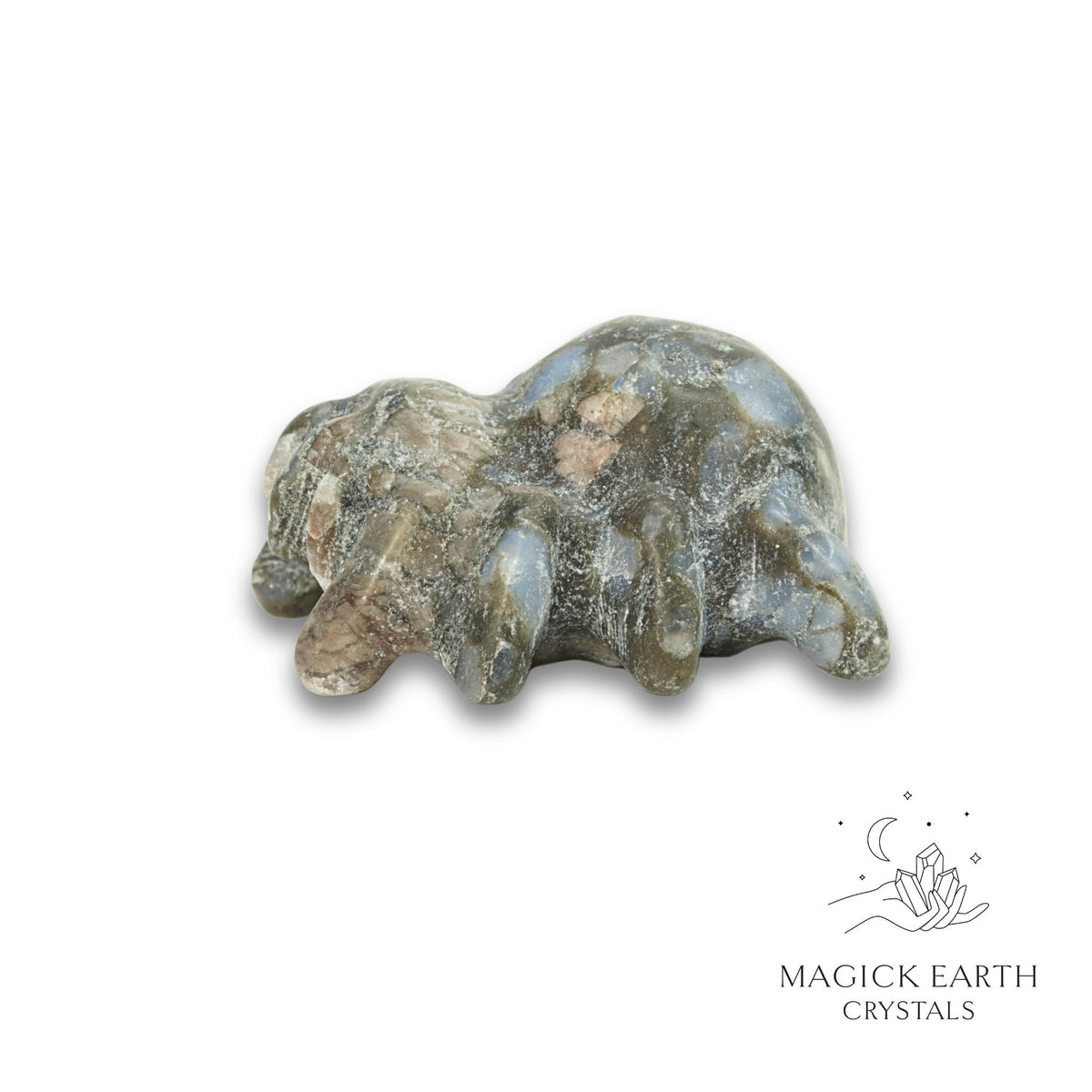 Natural Blue Opal crystal spider figurine view a