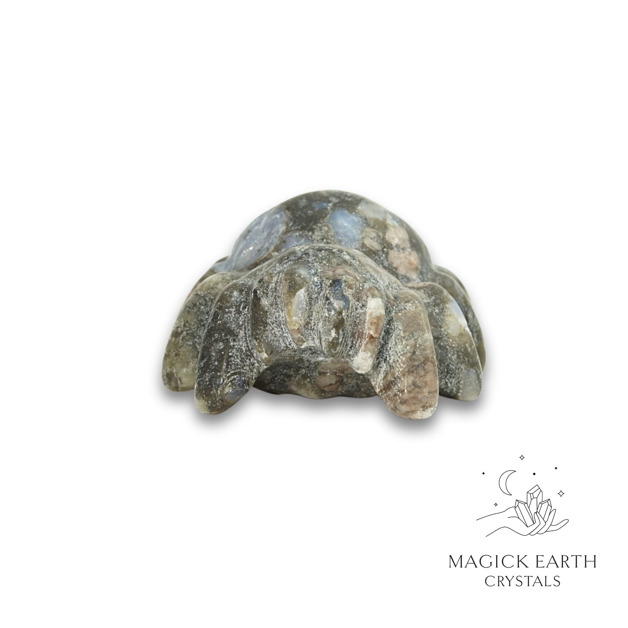 Natural Blue Opal crystal spider figurine view c