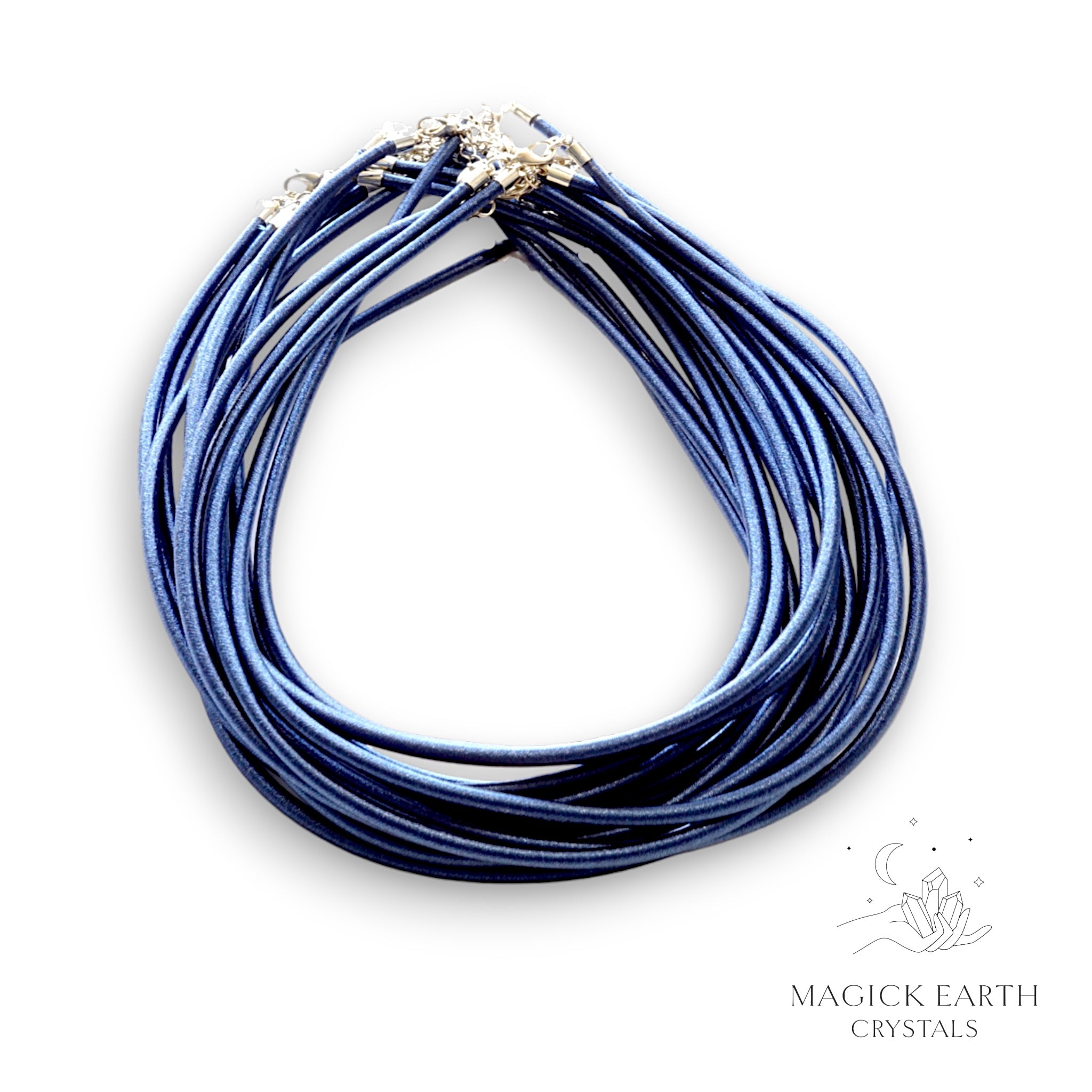 Blue silk necklace cord view a 